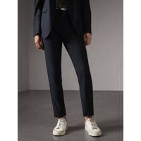 Pantalon motif pied-de-poule en laine - Navy