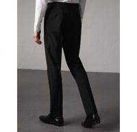 Pantalon habillé de coupe étroite en laine et mohair - Black