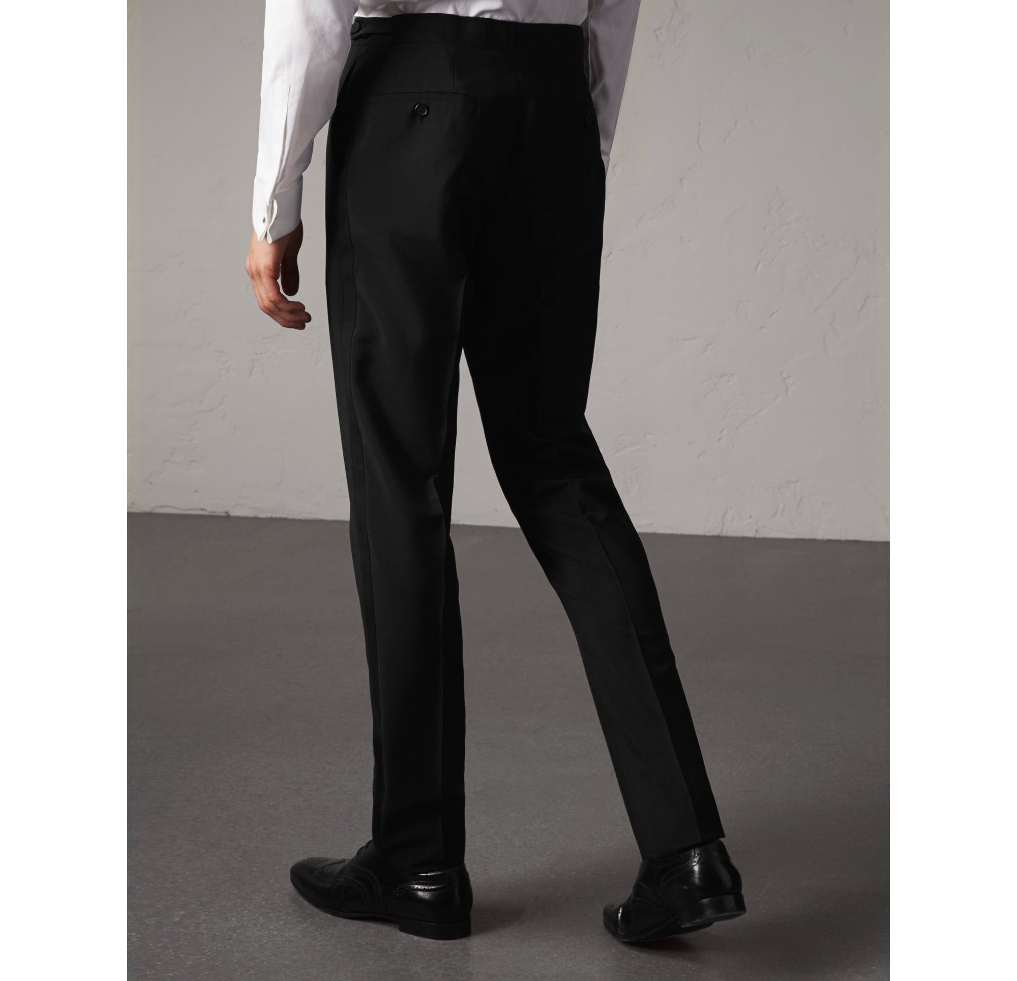 Pantalon habillé de coupe étroite en laine et mohair - Black