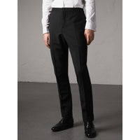 Pantalon habillé de coupe étroite en laine et mohair - Black