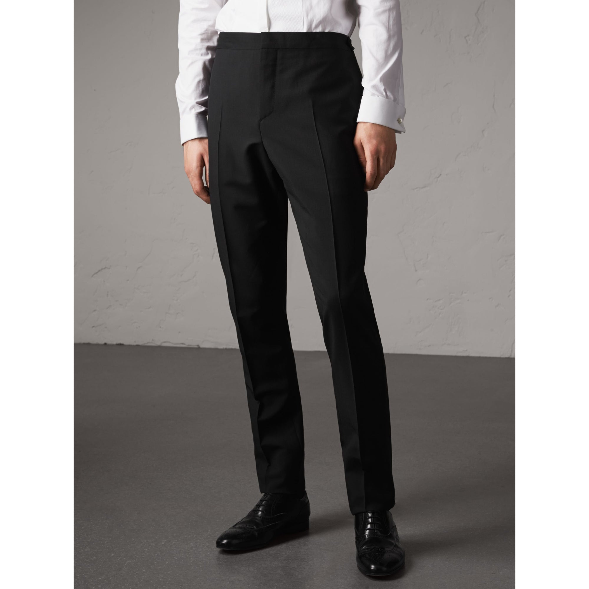 Pantalon habillé de coupe étroite en laine et mohair - Black