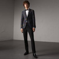 Pantalon habillé de coupe étroite en laine et mohair - Black
