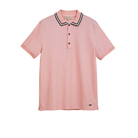 Polo en piqué de coton avec col rayé - Chalk Pink