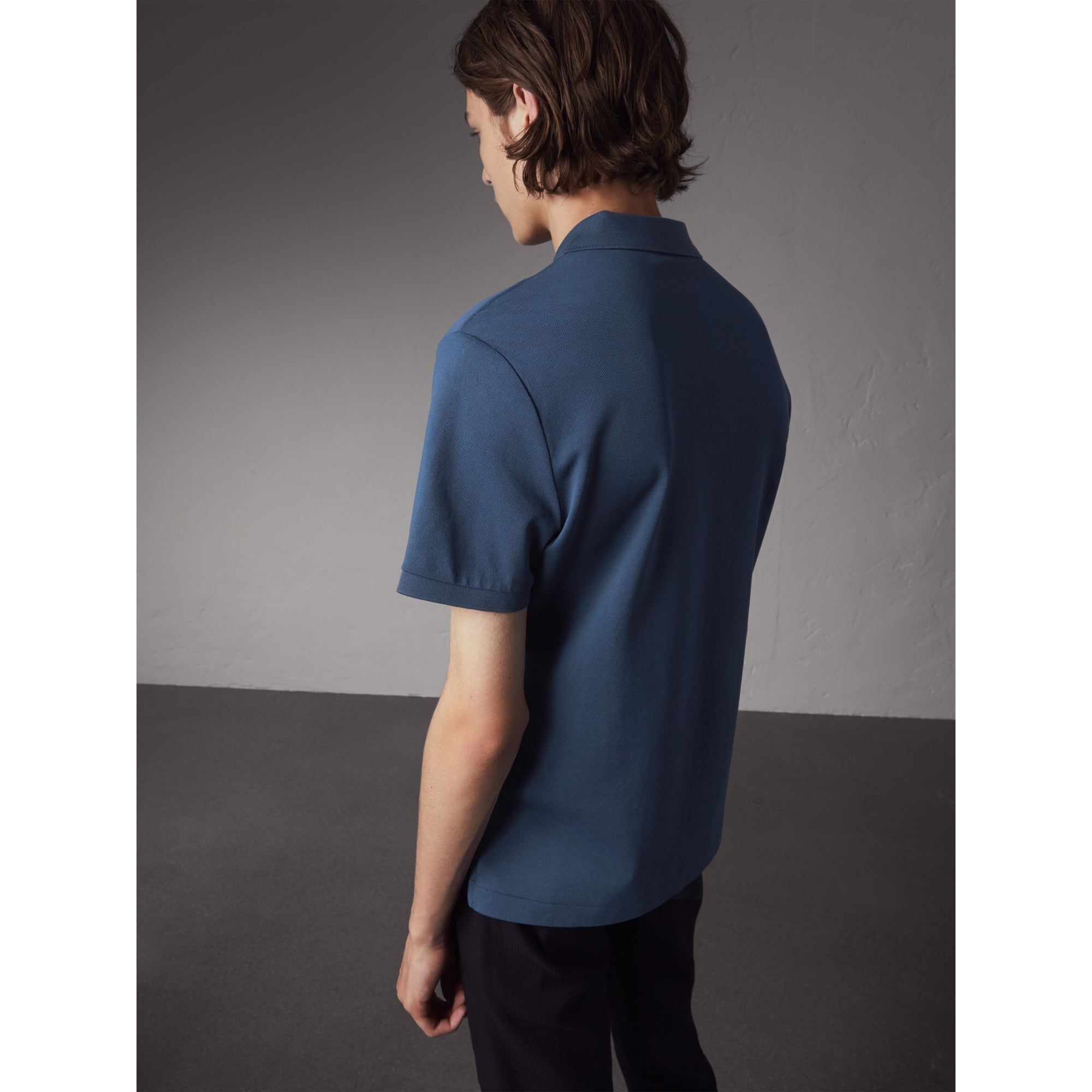 Polo en piqué de coton - Steel Blue