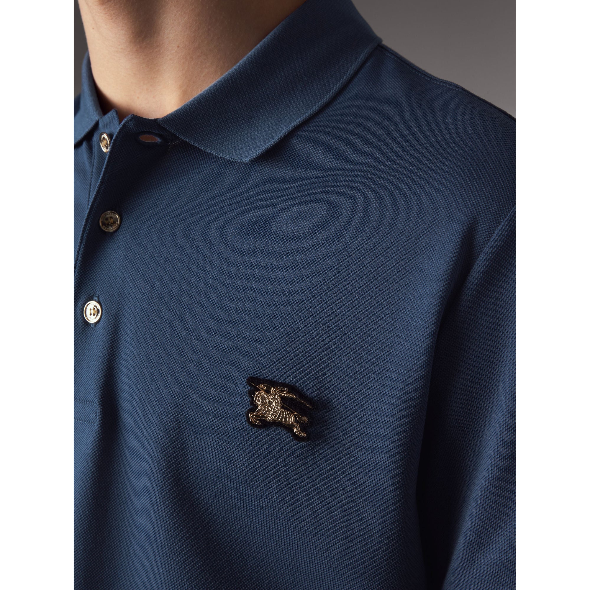 Polo en piqué de coton - Steel Blue