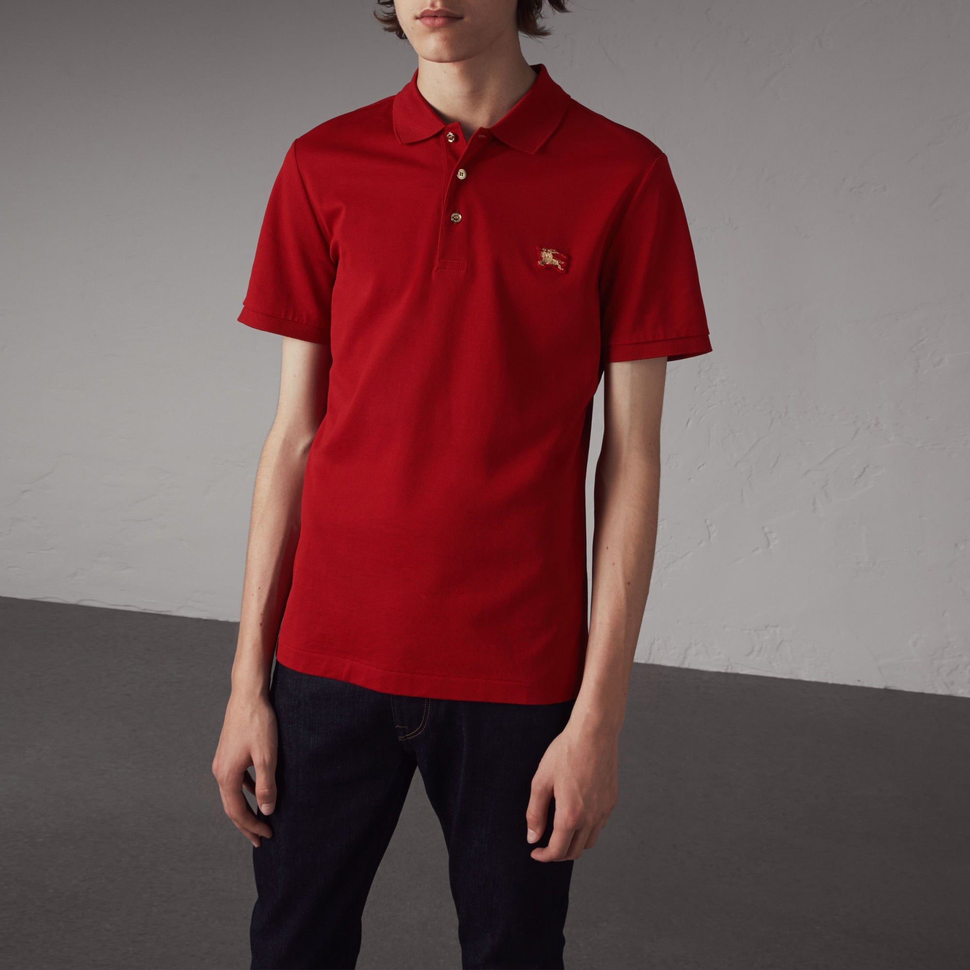 Polo en piqué de coton - Military Red