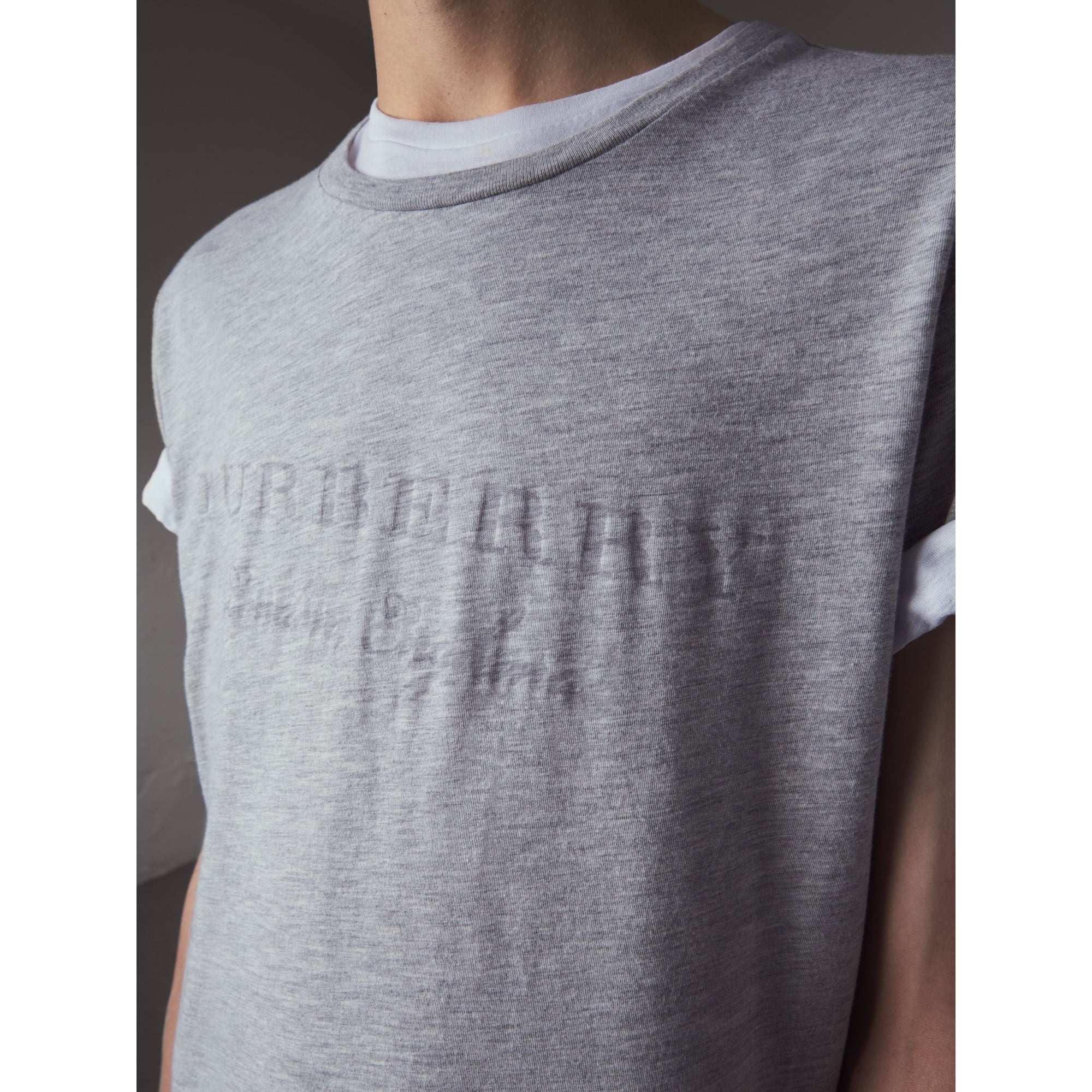 T-shirt en jersey de coton à motif dévoré - Pale Grey Melange
