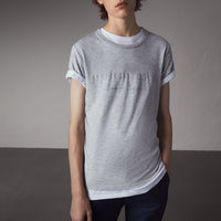 T-shirt en jersey de coton à motif dévoré - Pale Grey Melange