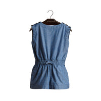 Combinaison sans manches en chambray de coton - Stone Blue