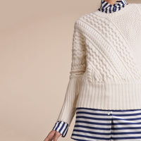 Pull en maille torsadée en laine & cachemire - Natural White