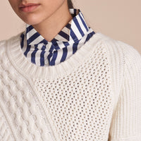 Pull en maille torsadée en laine & cachemire - Natural White