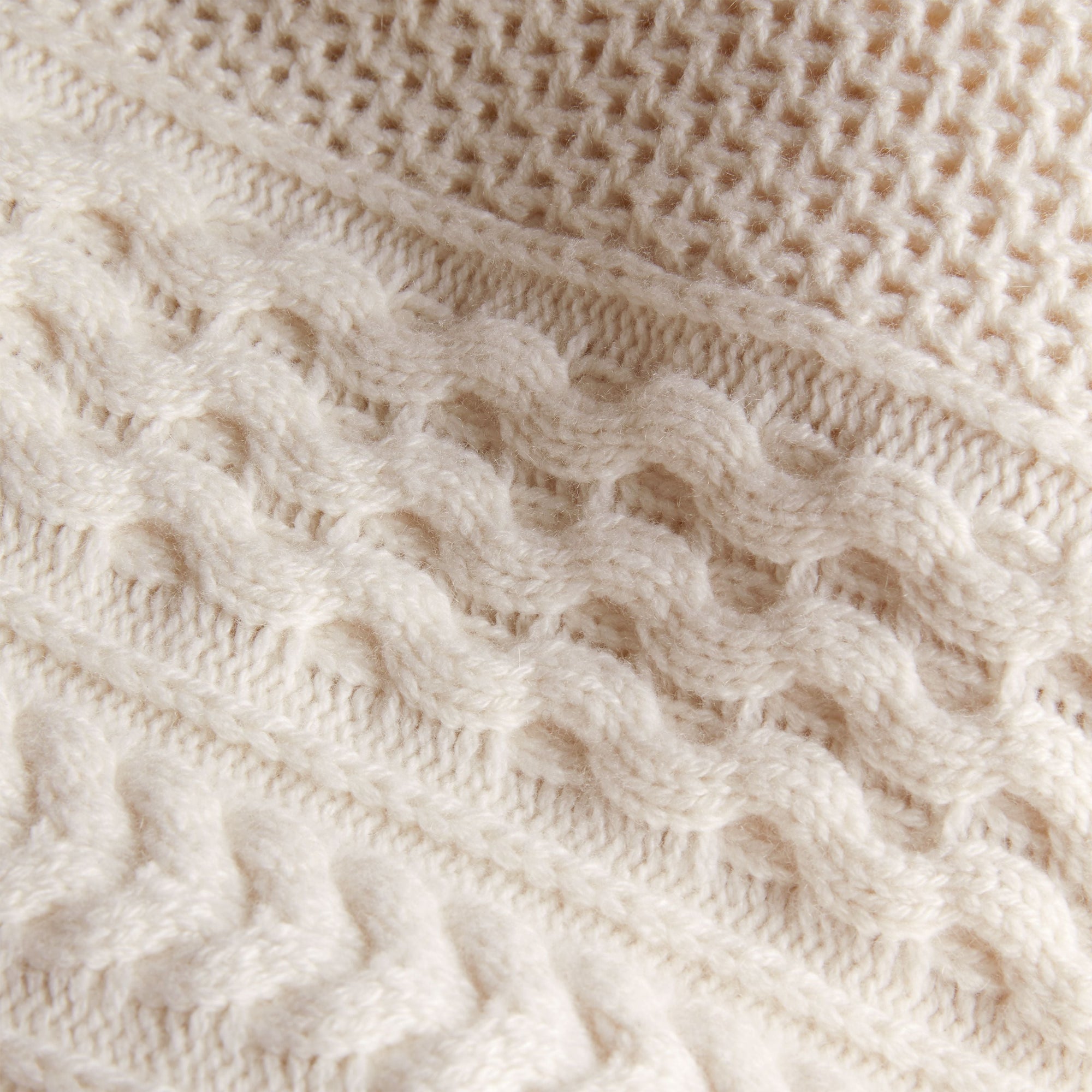 Pull en maille torsadée en laine & cachemire - Natural White