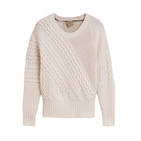 Pull en maille torsadée en laine & cachemire - Natural White