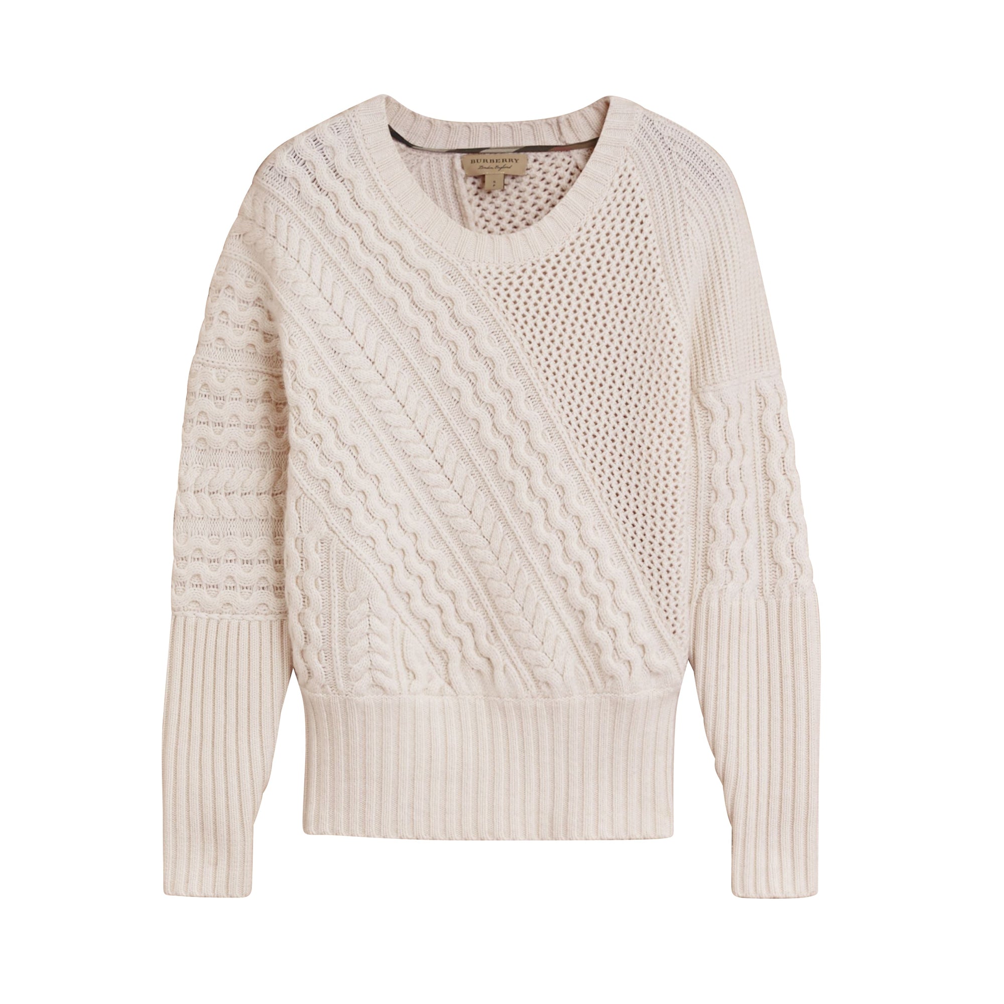 Pull en maille torsadée en laine & cachemire - Natural White