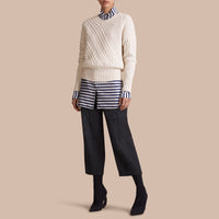Pull en maille torsadée en laine & cachemire - Natural White