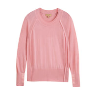 Pull à encolure ras du cou en maille de cachemire ajourée - Apricot Pink