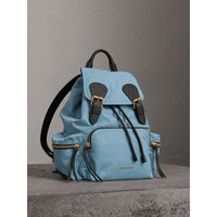 Sac The Rucksack moyen en nylon technique et cuir - Pale Bluebell