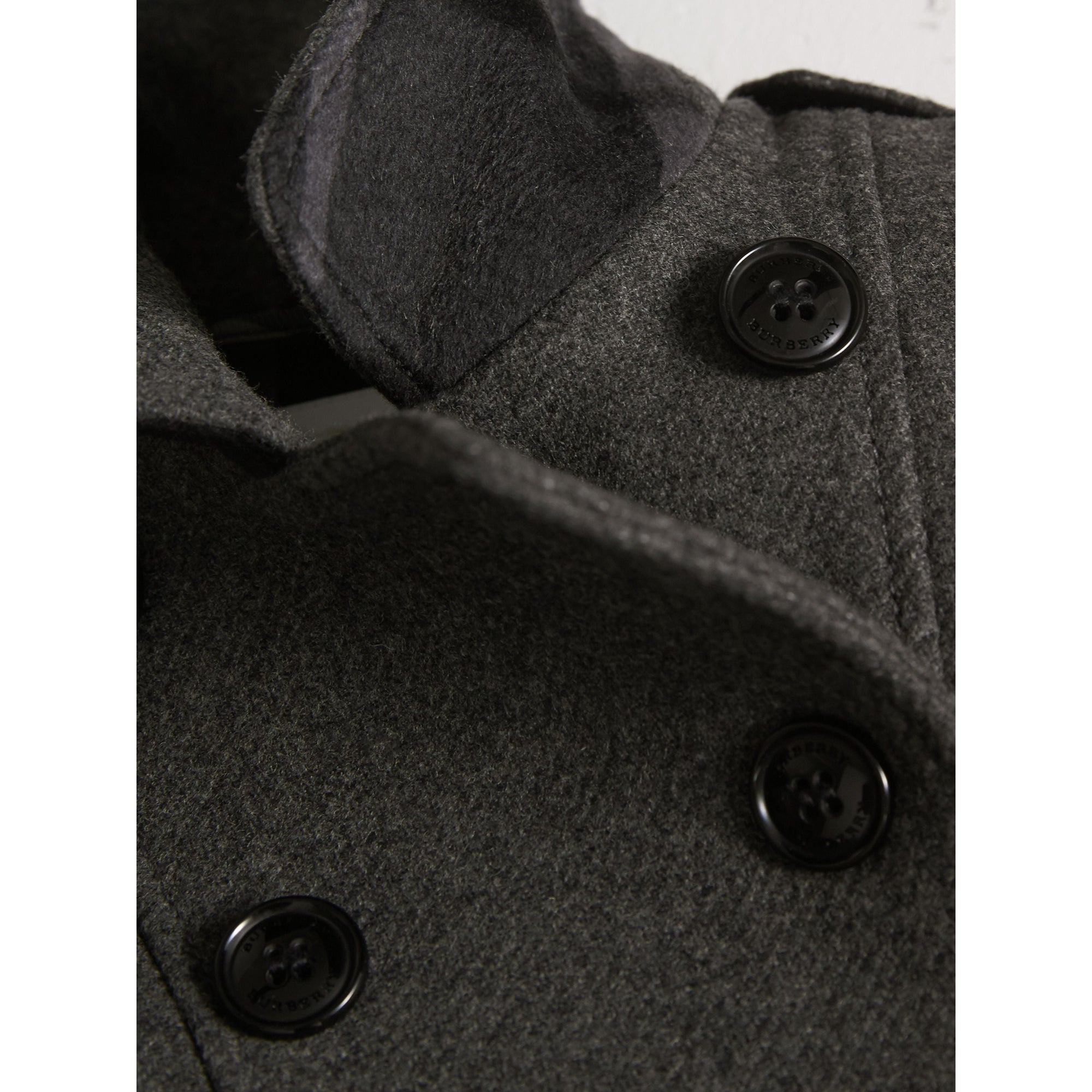 Manteau à double boutonnage en laine et cachemire techniques - Mid Grey Melange