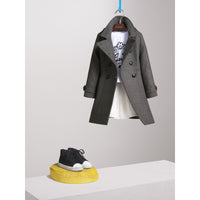 Manteau à double boutonnage en laine et cachemire techniques - Mid Grey Melange