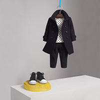 Manteau ajusté en sergé de laine et cachemire mélangés - Navy