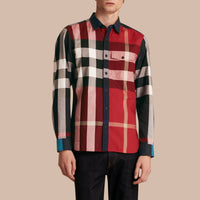 Chemise en popeline de coton à motif check - Parade Red