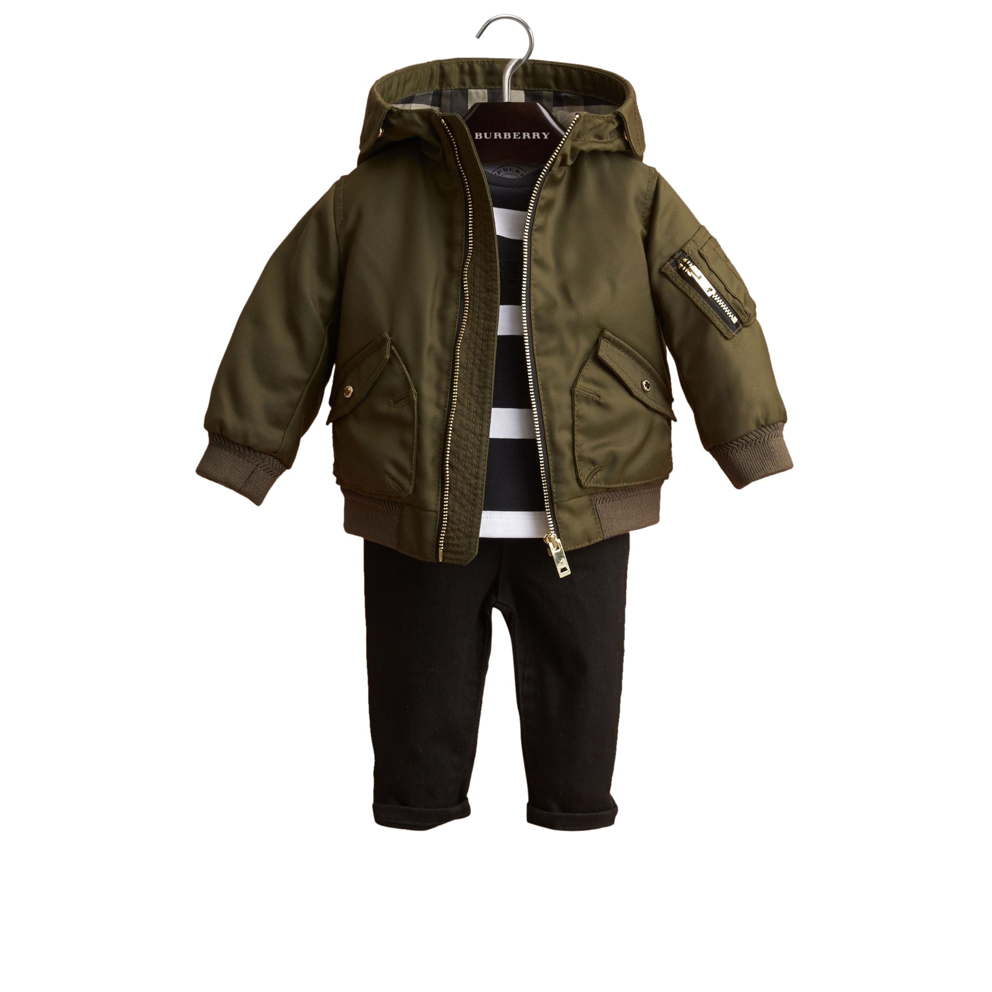Bomber à capuche en sergé technique - Caper Green