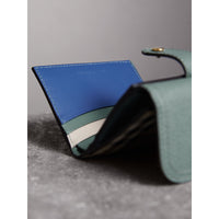 Portefeuille en cuir et tissu Haymarket check - Eucalyptus Green & Multi