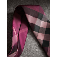 Cravate moderne en soie à motif check - Rose Pink