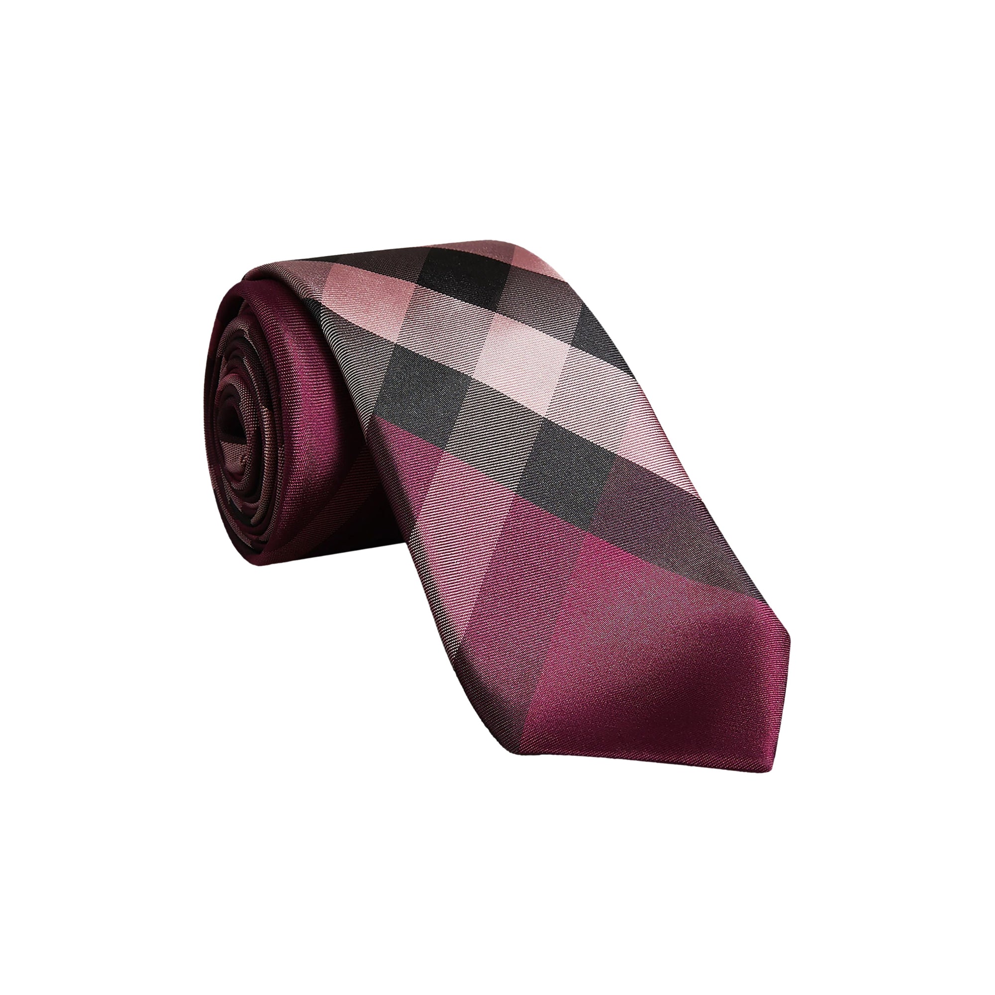 Cravate moderne en soie à motif check - Rose Pink