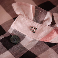 Chemise en coton à motif check avec volants - Vintage Pink