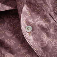 Chemise en coton à manches courtes avec imprimé feuillage - Mauve