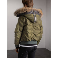 Veste avec duvet & capuche en fourrure & shearling - Caper Green