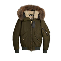 Veste avec duvet & capuche en fourrure & shearling - Caper Green