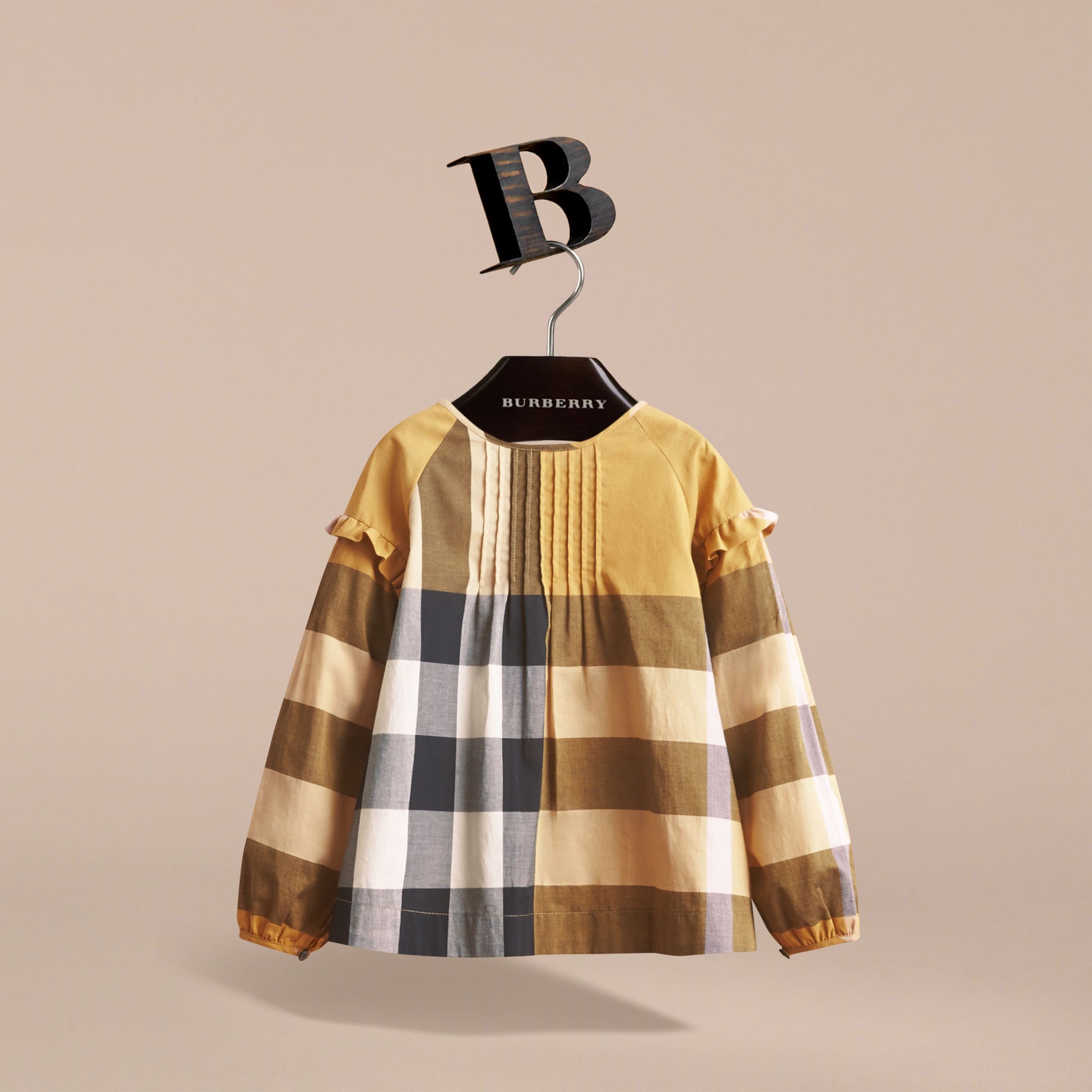 Haut en coton à motif check avec nervures - Yellow Quartz