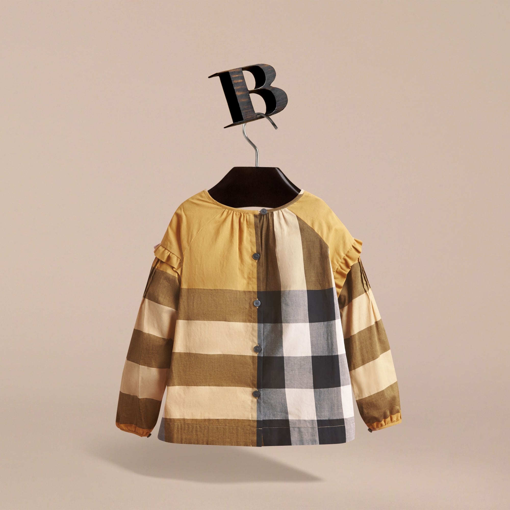 Haut en coton à motif check avec nervures - Yellow Quartz