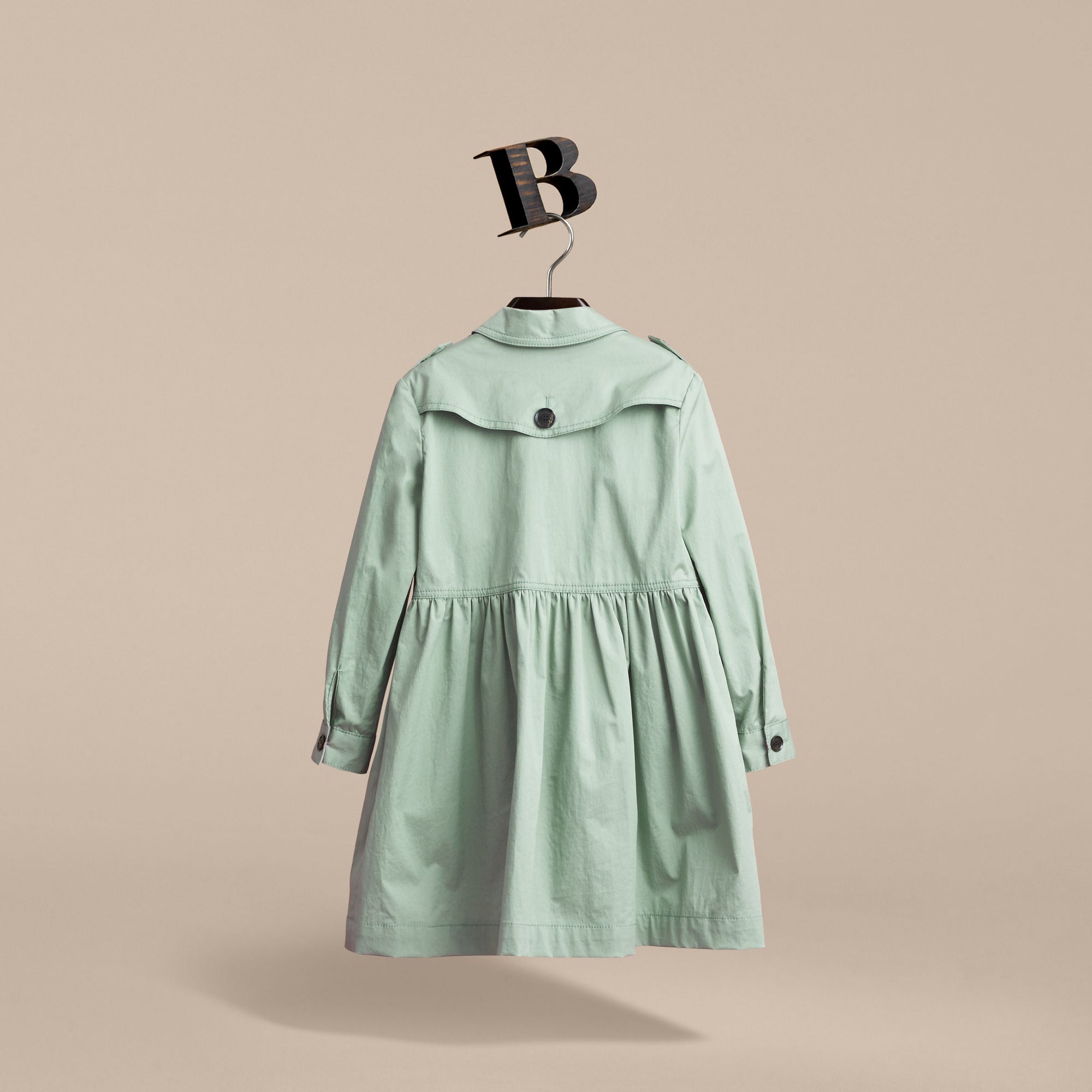 Robe trench en coton extensible avec éléments check - Celadon Green