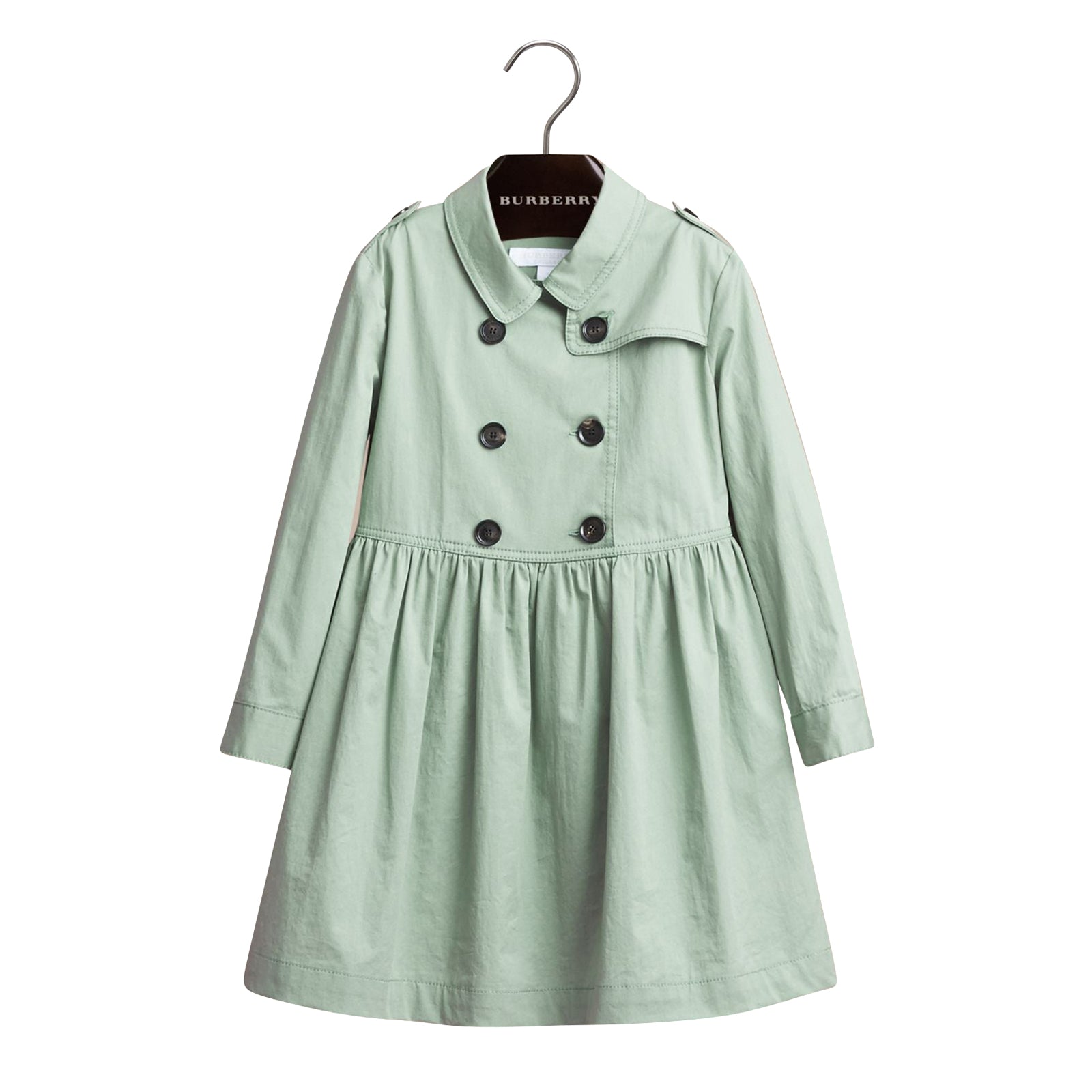 Robe trench en coton extensible avec éléments check - Celadon Green