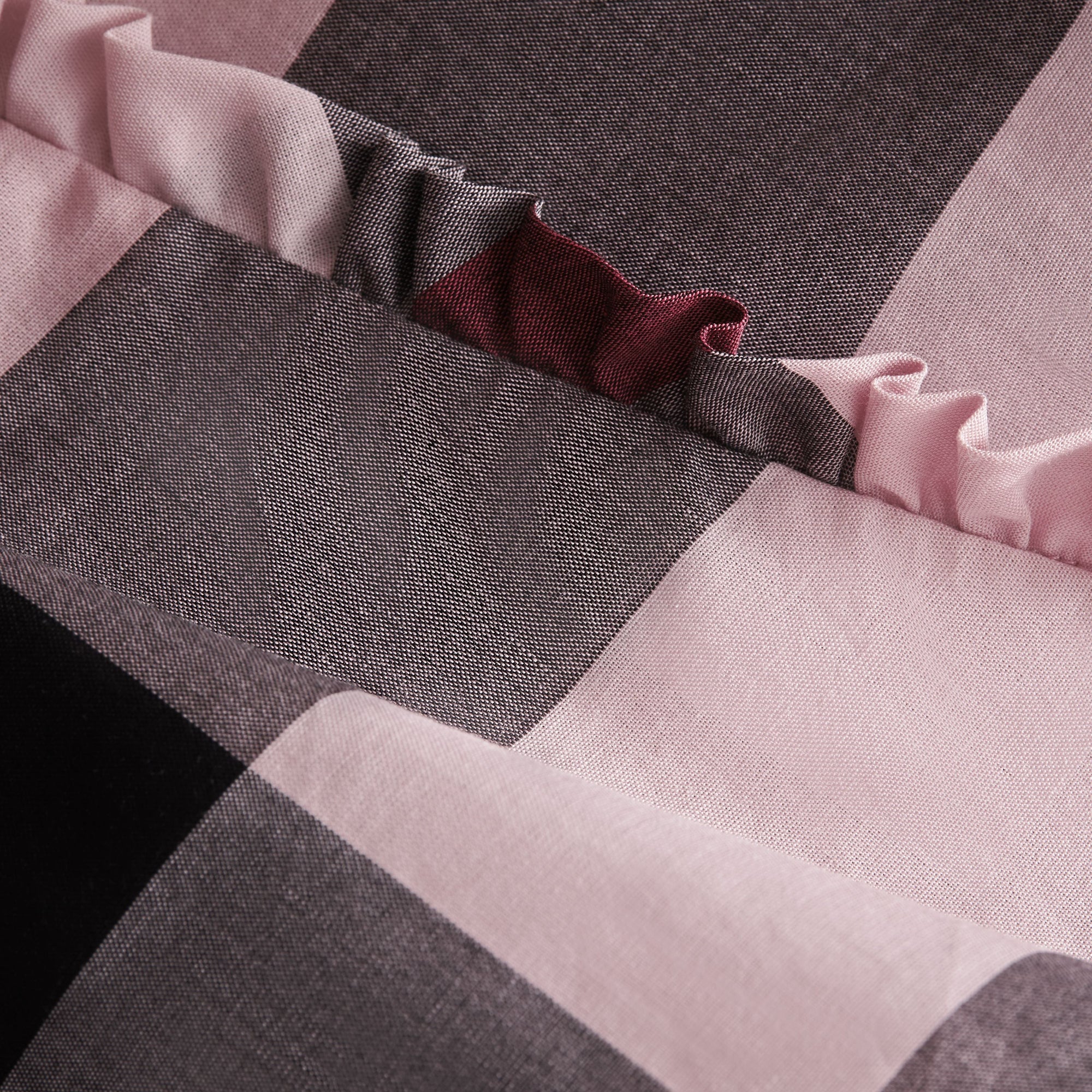 Haut en coton à motif check avec volants - Vintage Pink
