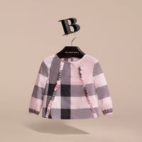 Haut en coton à motif check avec volants - Vintage Pink