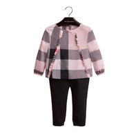 Haut en coton à motif check avec volants - Vintage Pink