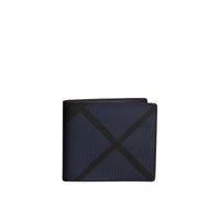 Portefeuille à rabat multidevise en tissu London check - Bright Lapis