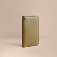 Portefeuille zippé en cuir London - Olive Green