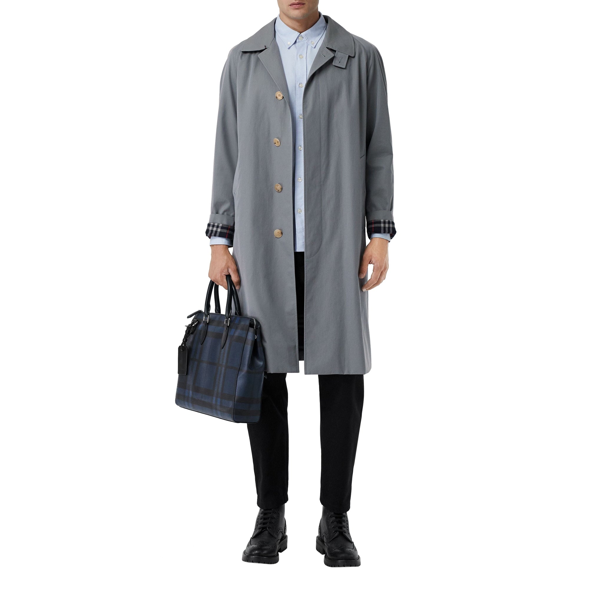 Grand attaché-case à motif London check - Navy & Black