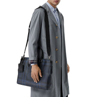 Grand attaché-case à motif London check - Navy & Black