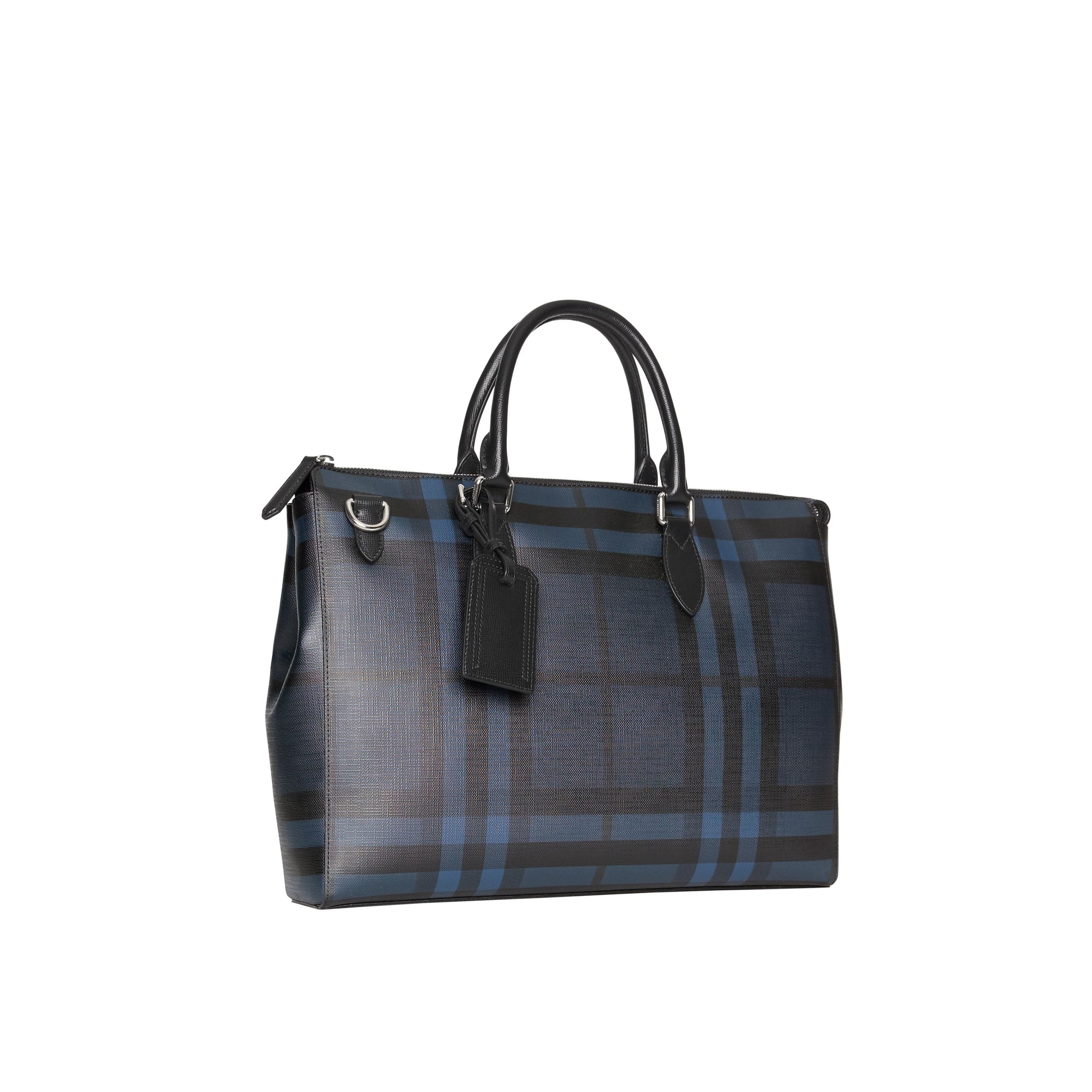 Grand attaché-case à motif London check - Navy & Black
