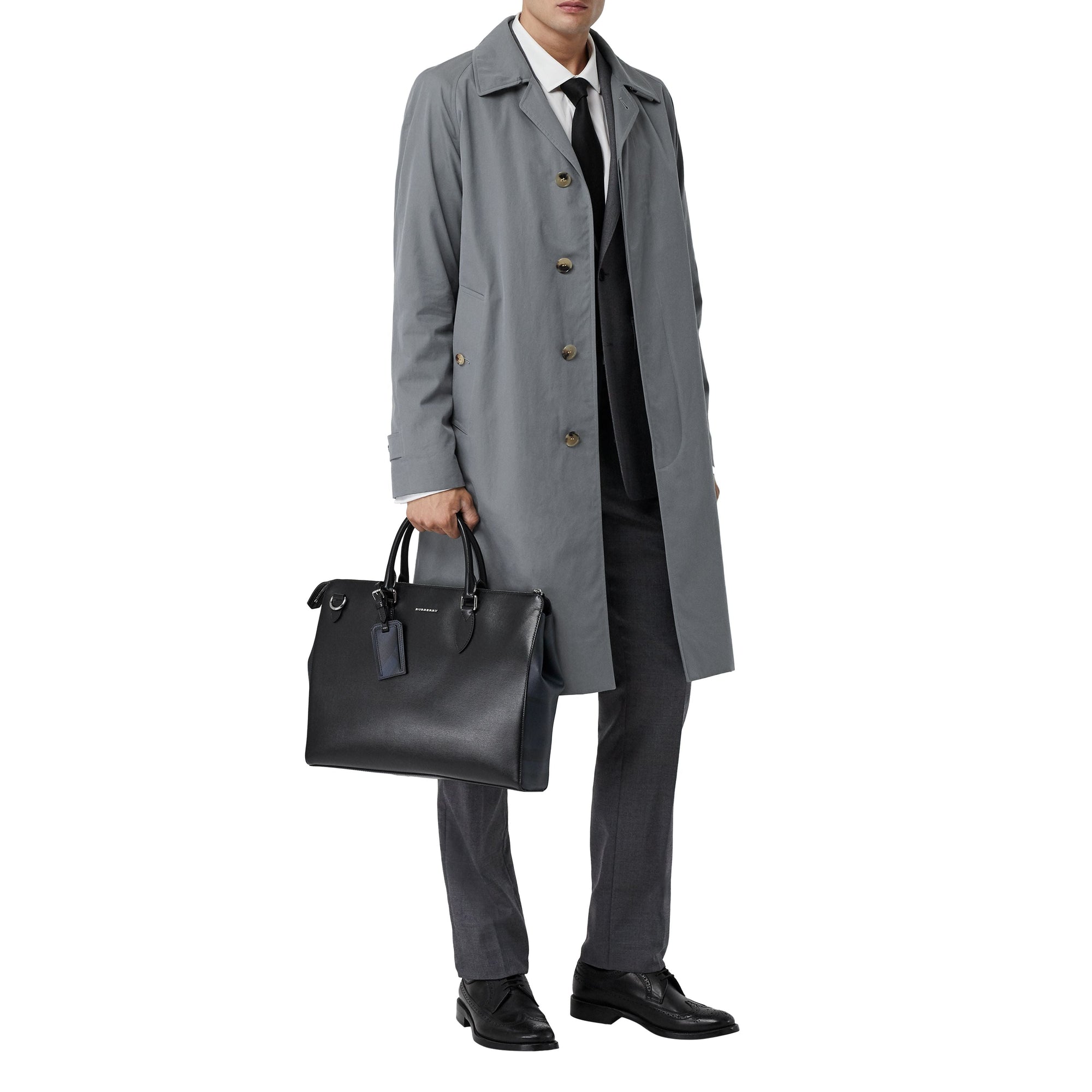 Grand attaché-case en cuir London - Black