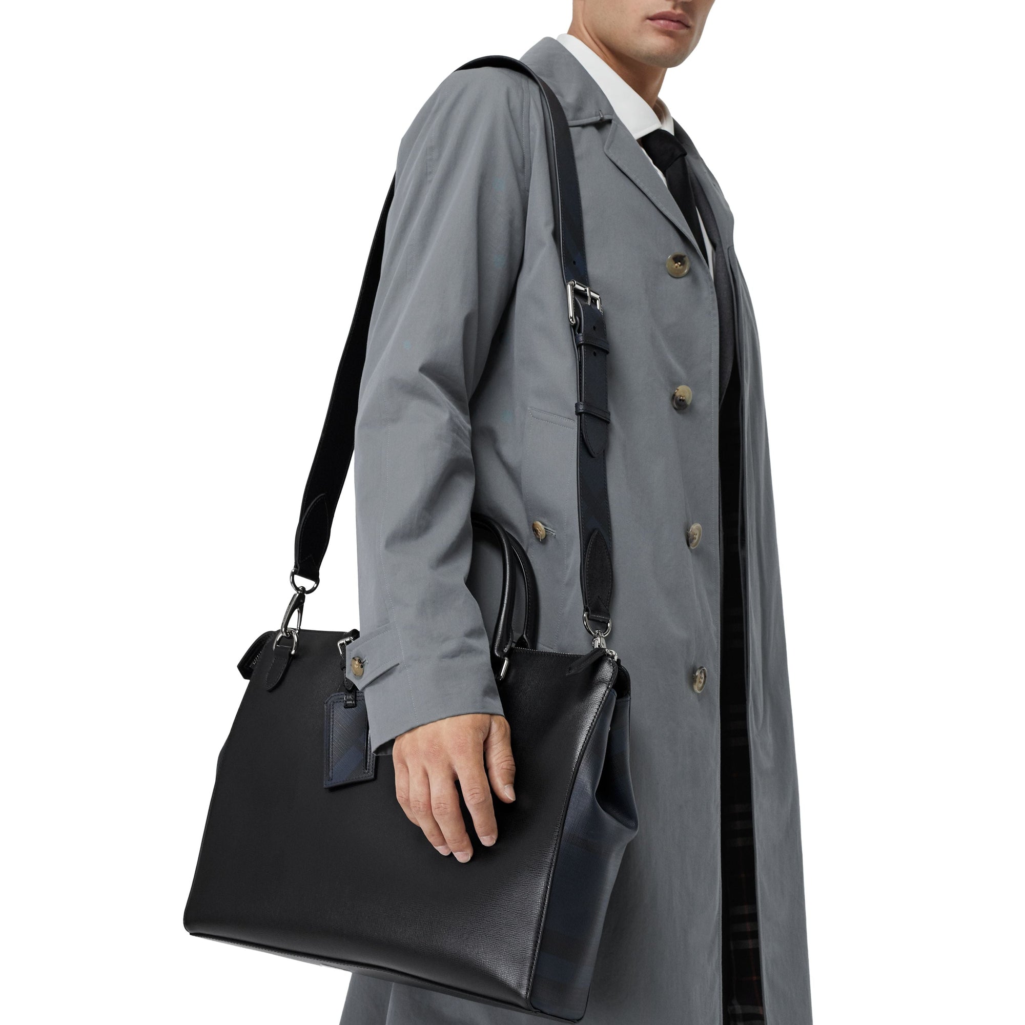 Grand attaché-case en cuir London - Black