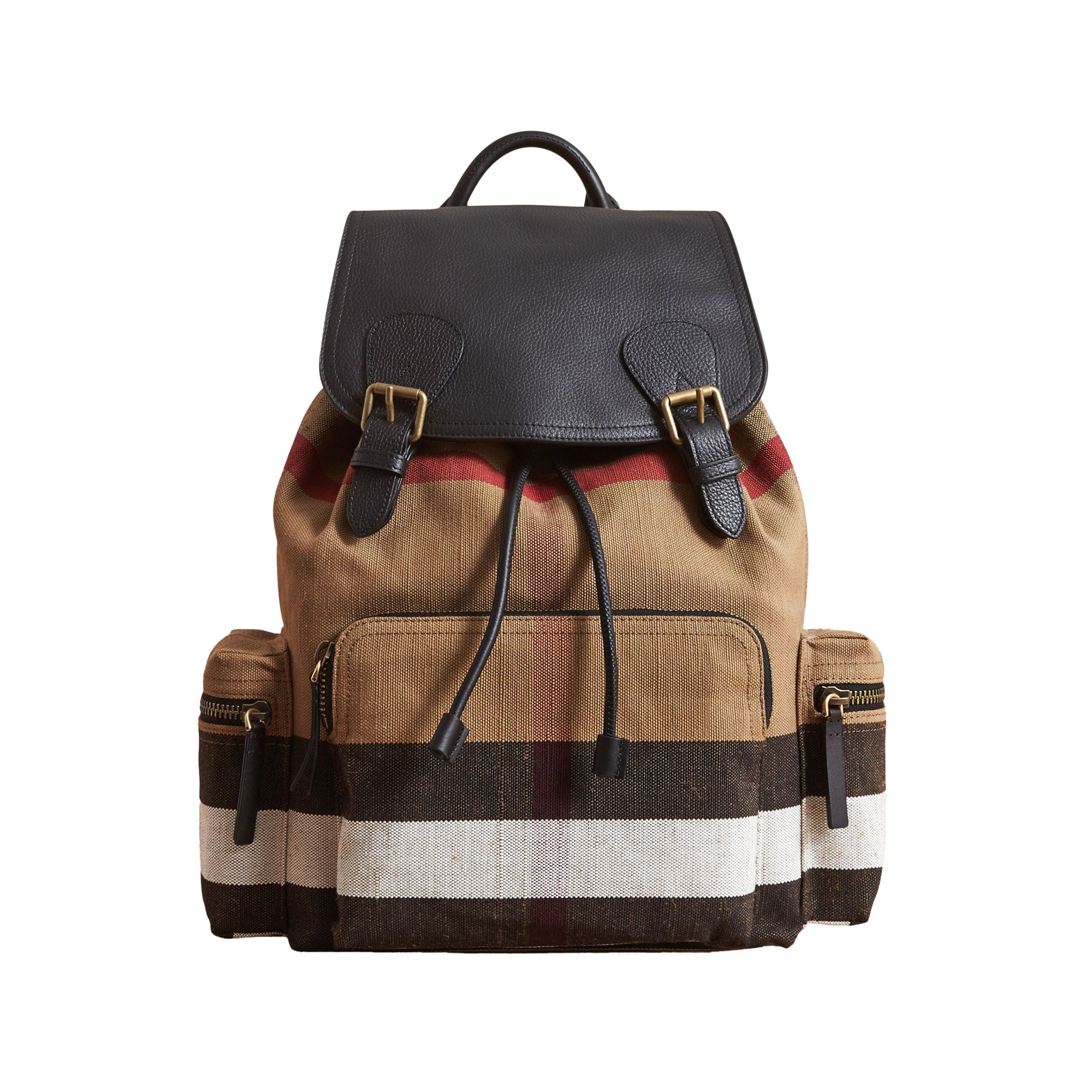 Grand sac The Rucksack en toile Canvas check et cuir - Classic Check