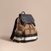 Grand sac The Rucksack en toile Canvas check et cuir - Classic Check