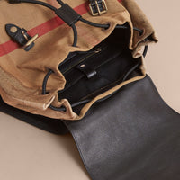 Grand sac The Rucksack en toile Canvas check et cuir - Classic Check